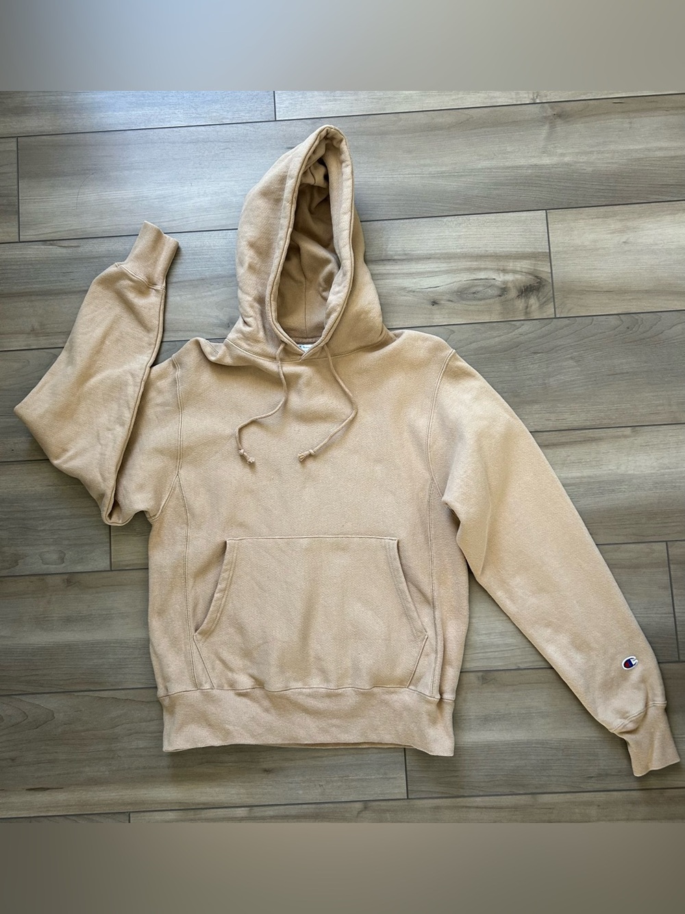 Champion Women’s Reverse Weave Tan Hooded Pullover Sweatshirt Size Small